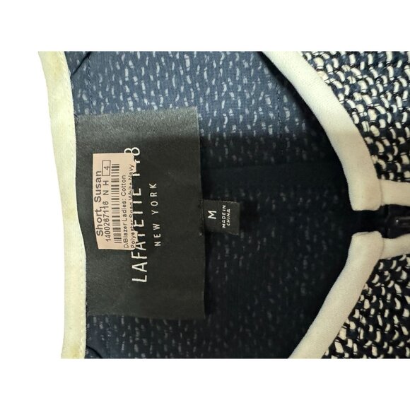 Lafayette 148 New York Aisha Piped Detail Collarless Tweed Zipper Jacket Sz M h2 - Picture 6 of 8